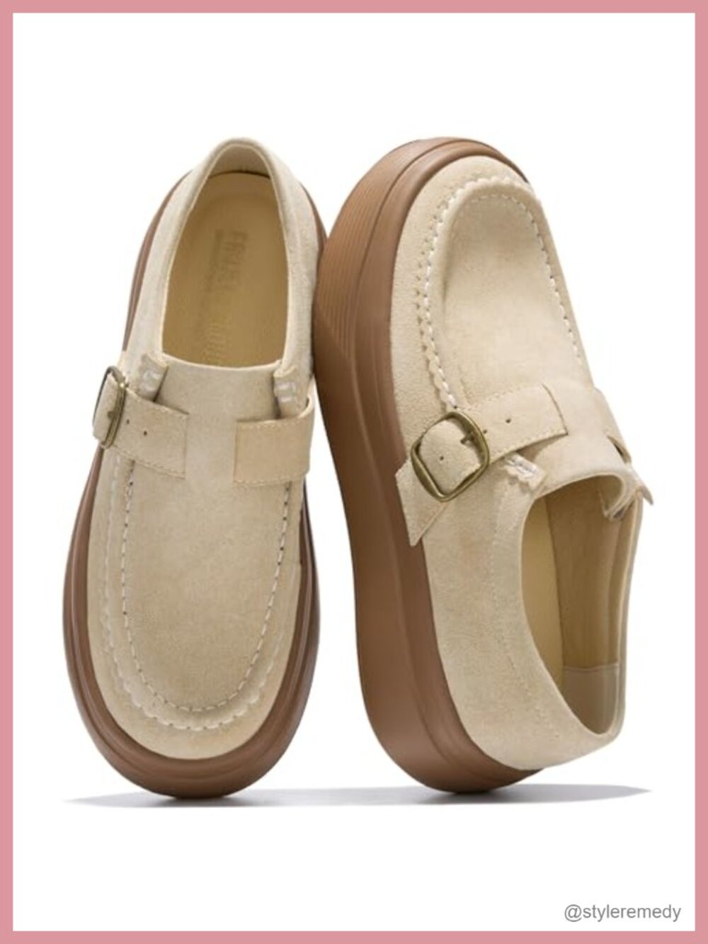 Genuine Suede Platform Loafers Non-Slip Lightweight Chunky Slip-On